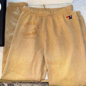 NWOT Aviator Nation Tan Sweatpants Sz Small